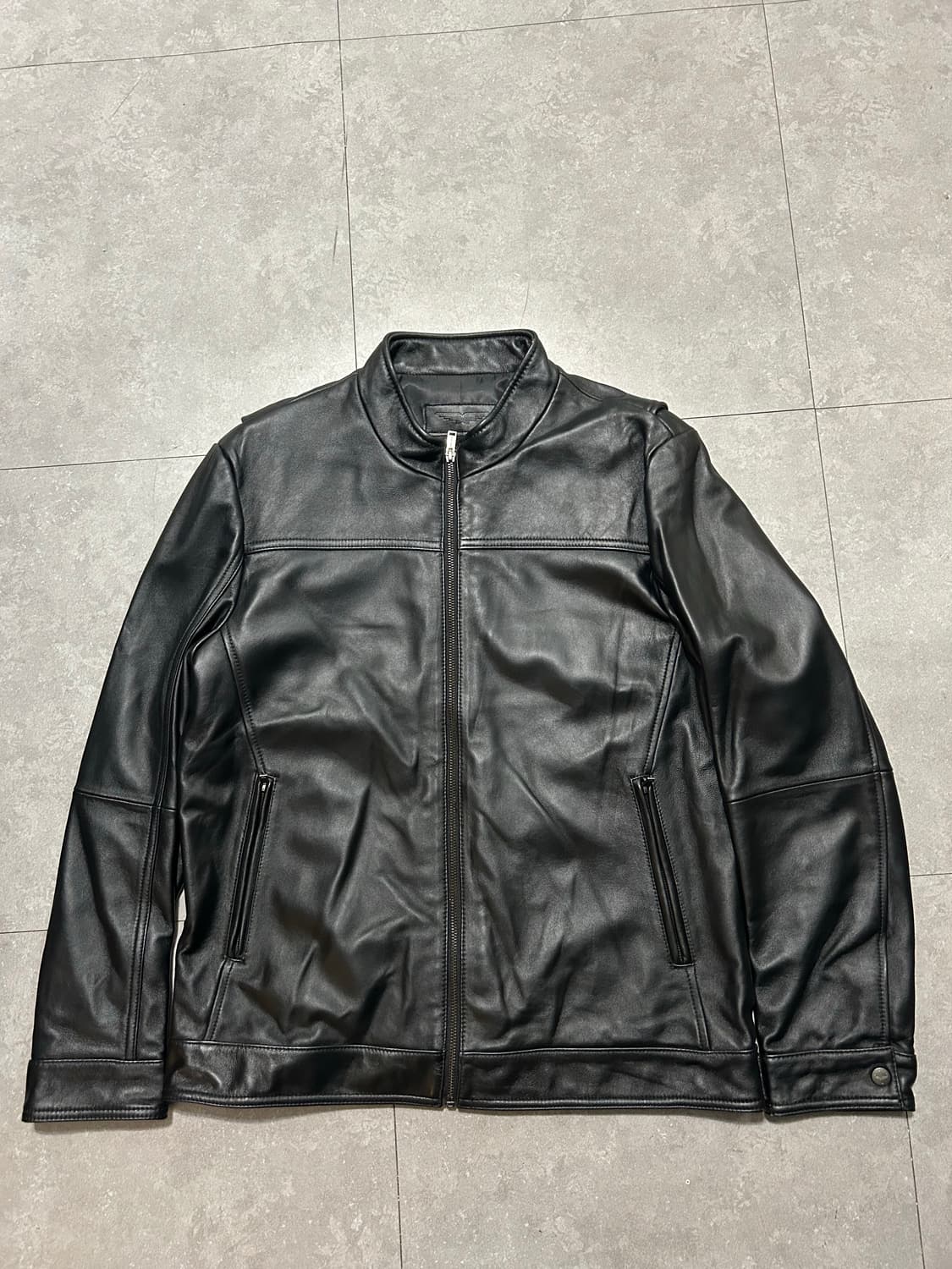 폴리스 블랙컬러 러쉬 램스킨 양가죽  레더자켓  105size   상품이미지1