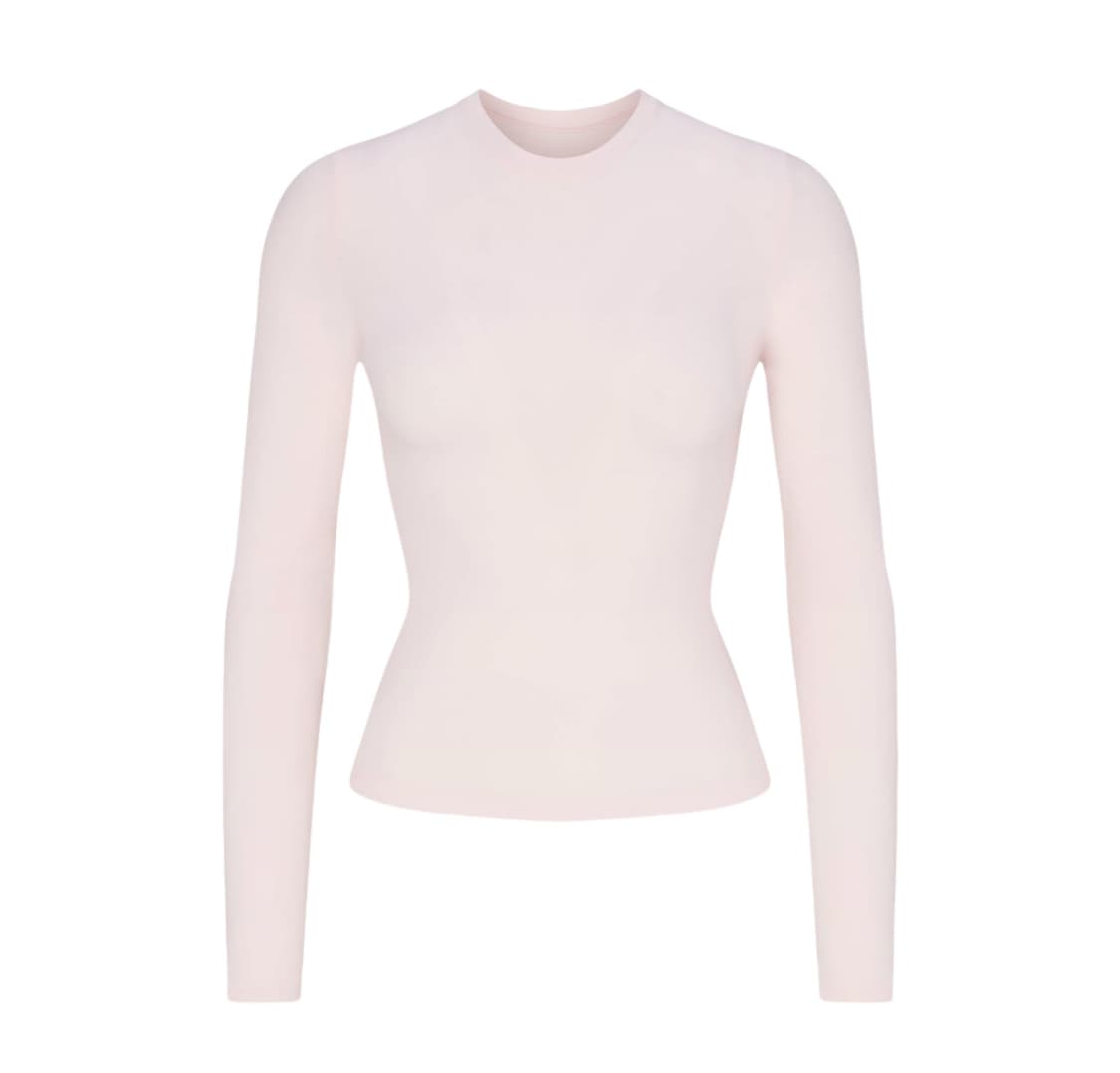 SKIMS 코튼 저지 롱슬리브 베얼리 핑크 상품이미지1