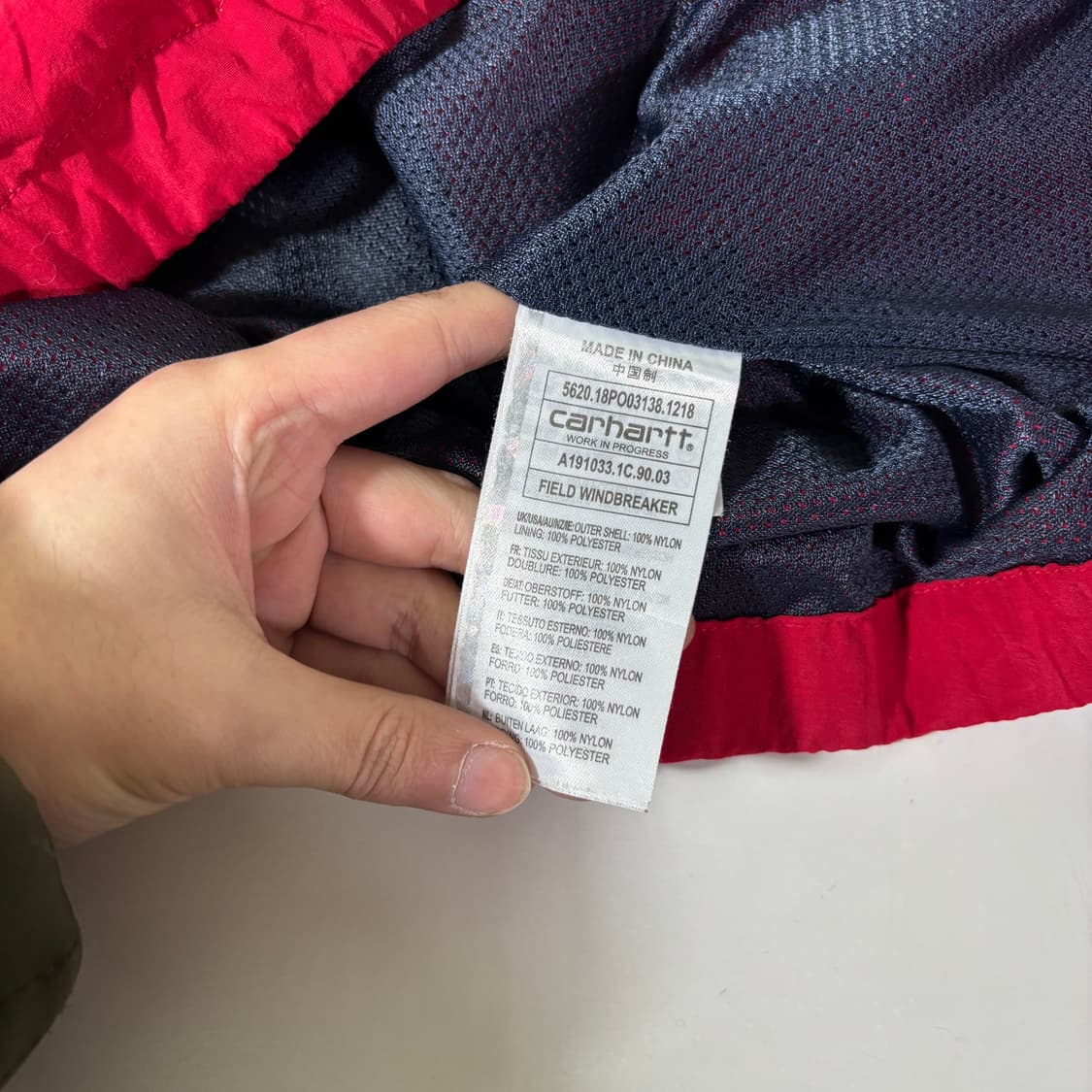 OS 칼하트WIP 오버핏 투톤 자수로고 필드 윈드브레이커 바막자켓 상품이미지5