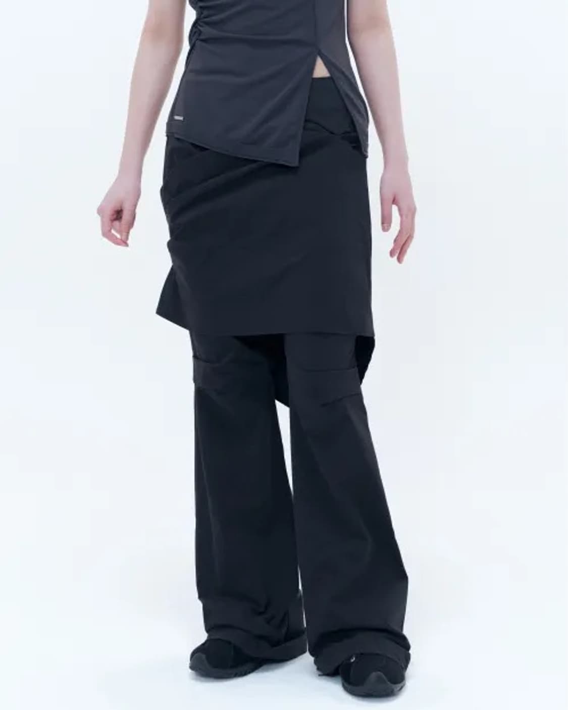 [1] 미세키 서울 드레이프 미디 스커트 팬츠 세트 블랙 상품이미지1