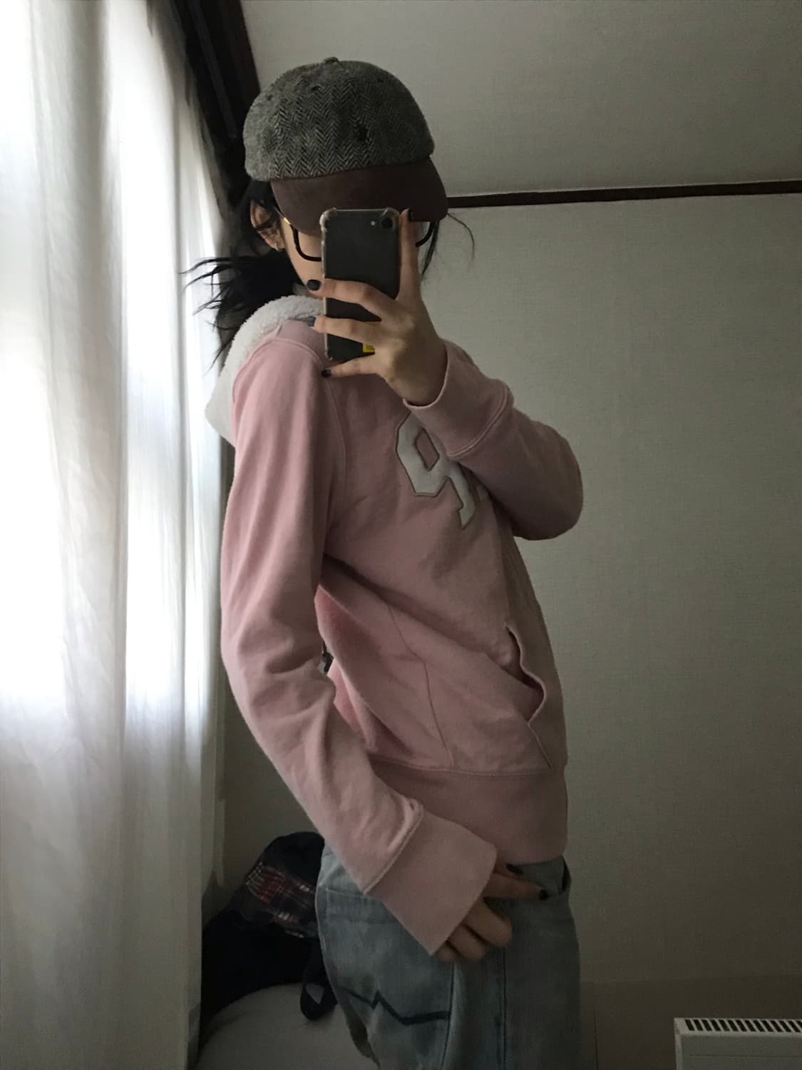 갭 연핑크 퍼후드집업 상품이미지4