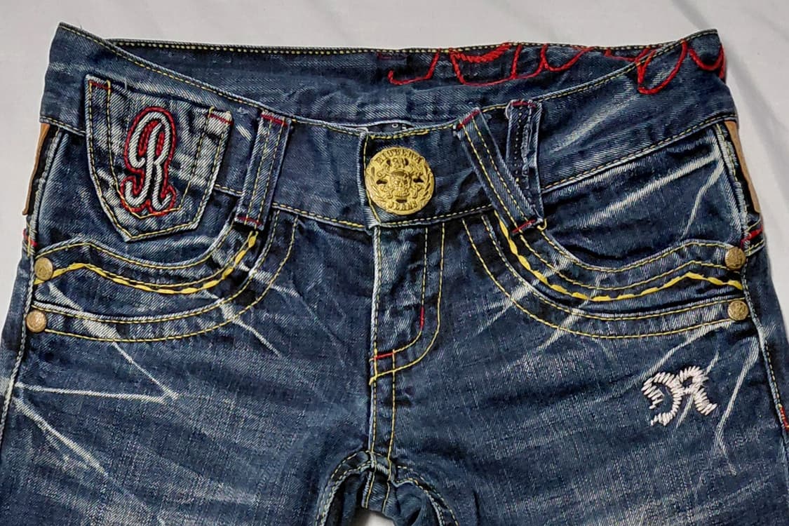 [25] 리오베라(Riobera) 자수 포인트 빈티지 데님 팬츠 상품이미지1