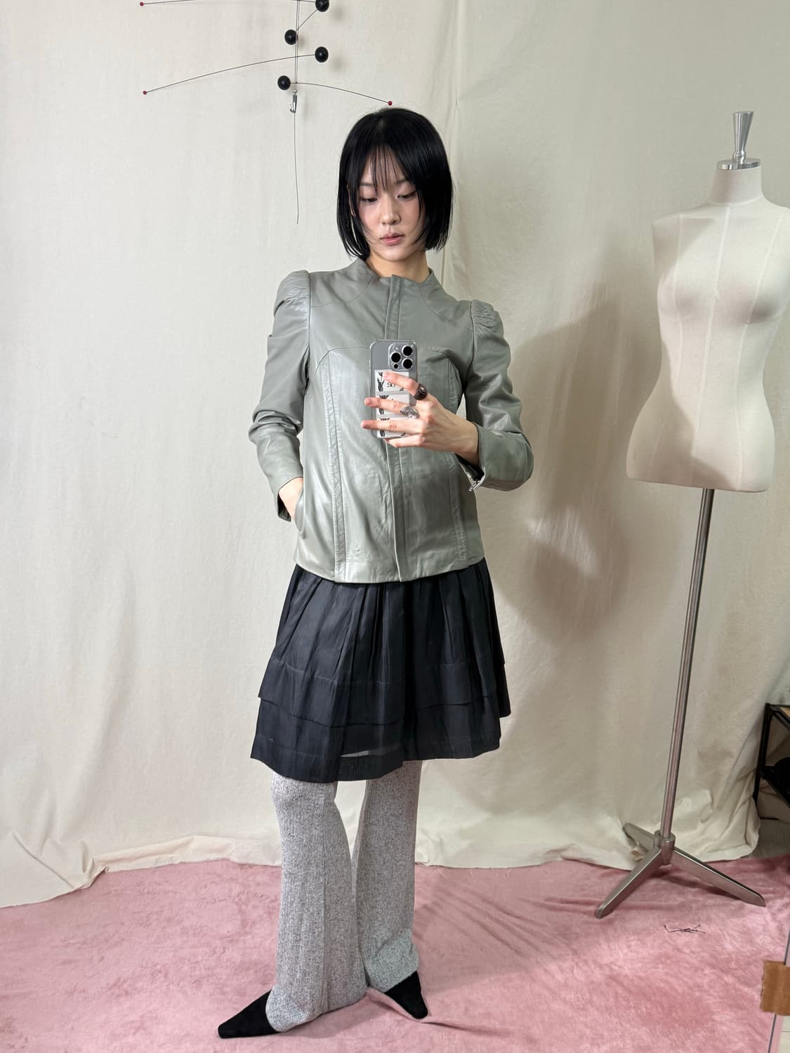 Otto 퍼프 숄더 양가죽 자켓 상품이미지3