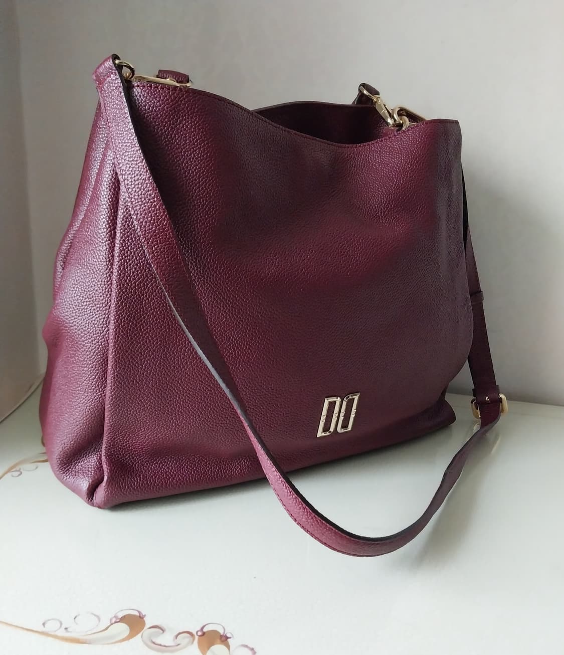 닥스 버건디 가죽 투웨이백 상품이미지1