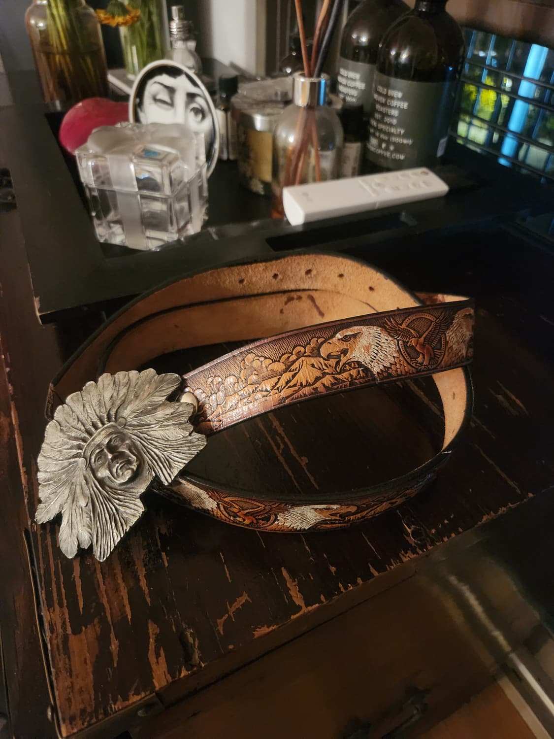 미국 빈티지 소가죽 핸드카빙 벨트 상품이미지2