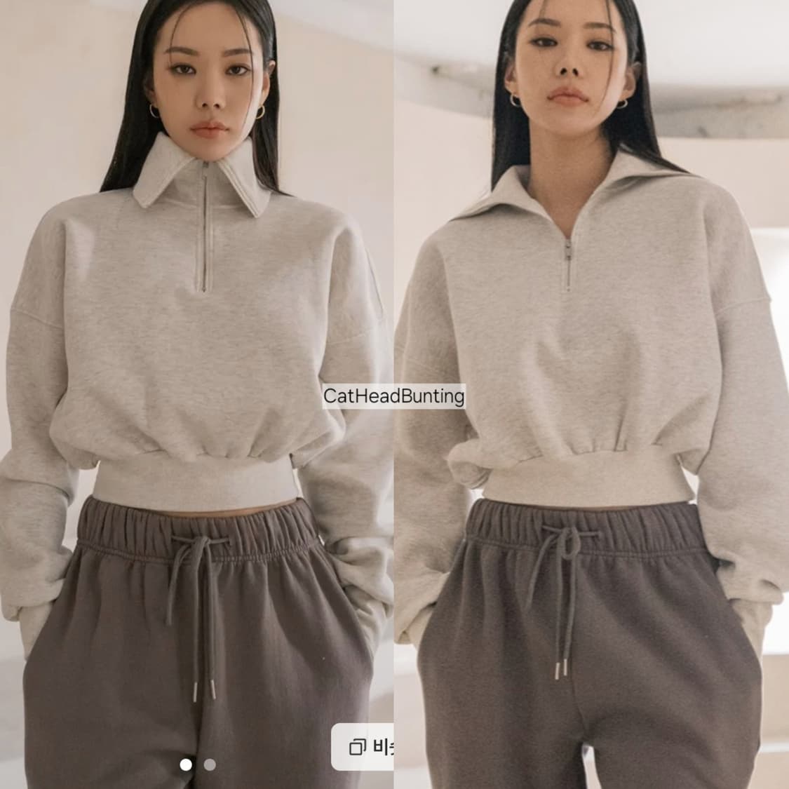 무신사 하프 집업 스웻 셔츠 맨투맨_오트밀 상품이미지1