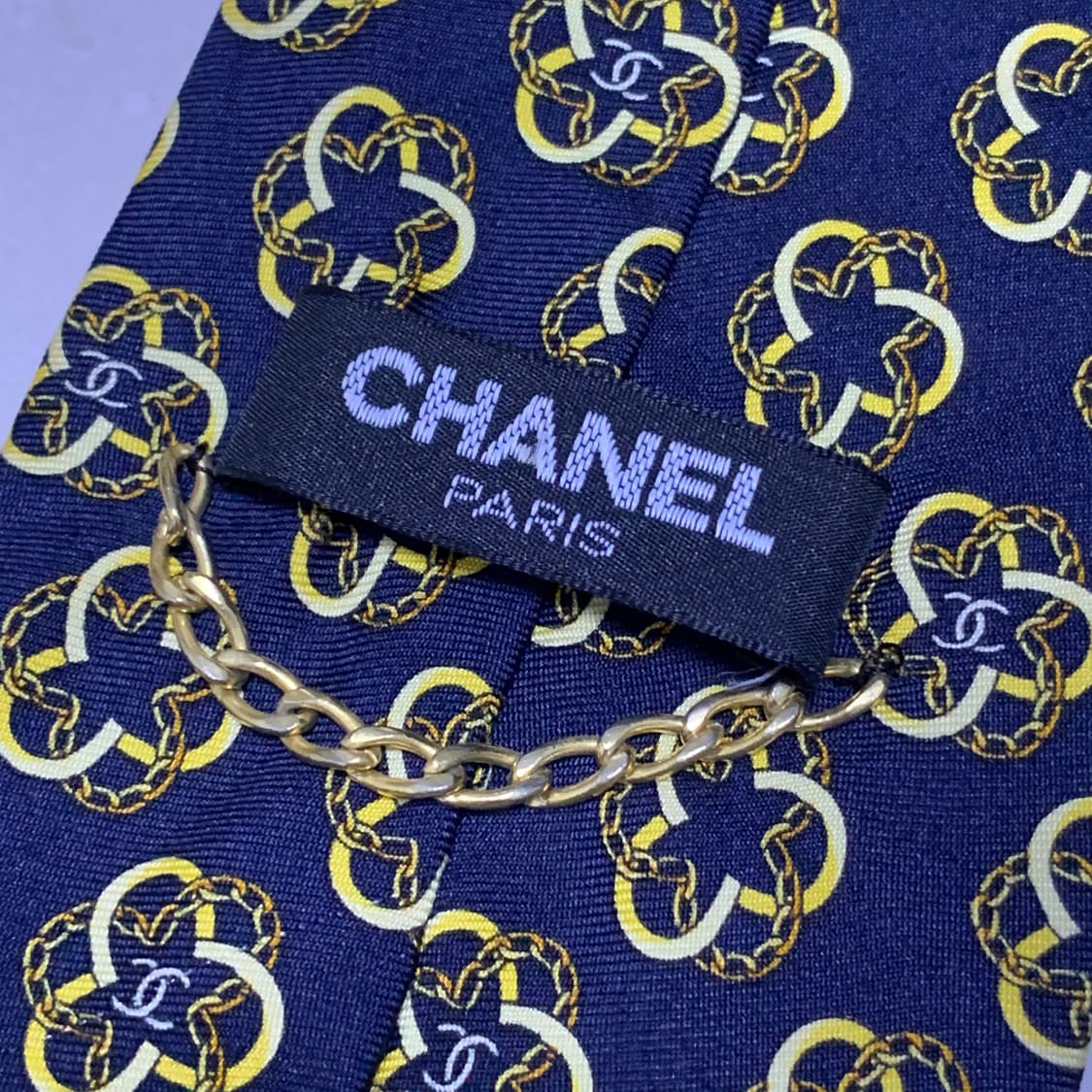 CHANEL 샤넬 체인 패턴 실크타이 상품이미지3