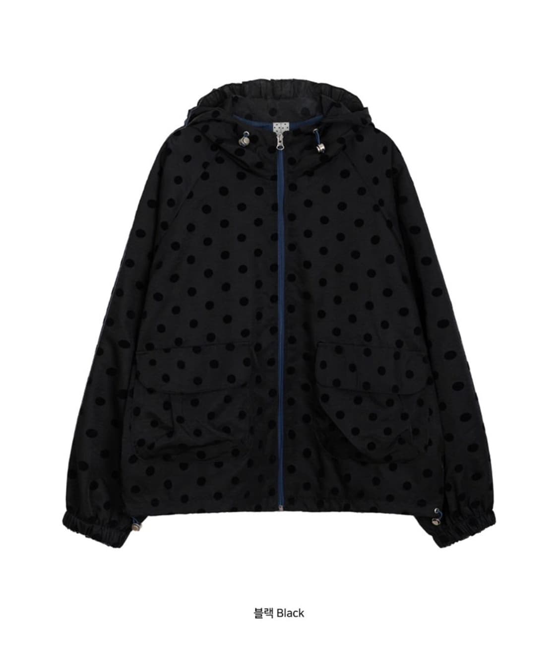 오헤시오 도트 프릴 후드 바람막이 블랙 상품이미지2