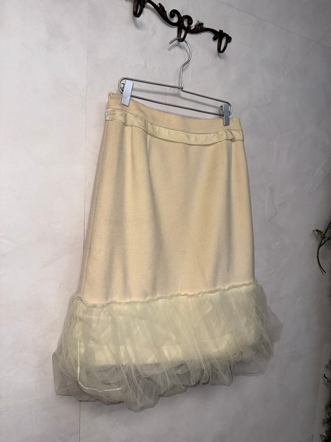 Ivory wool mesh balloon shirring skirt  상품이미지2