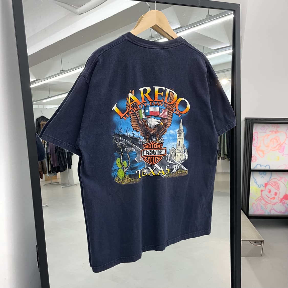 할리데이비슨 00s 플레임 불꽃 이글 그래픽 페이딩 빈티지 반팔 티셔츠 상품이미지5