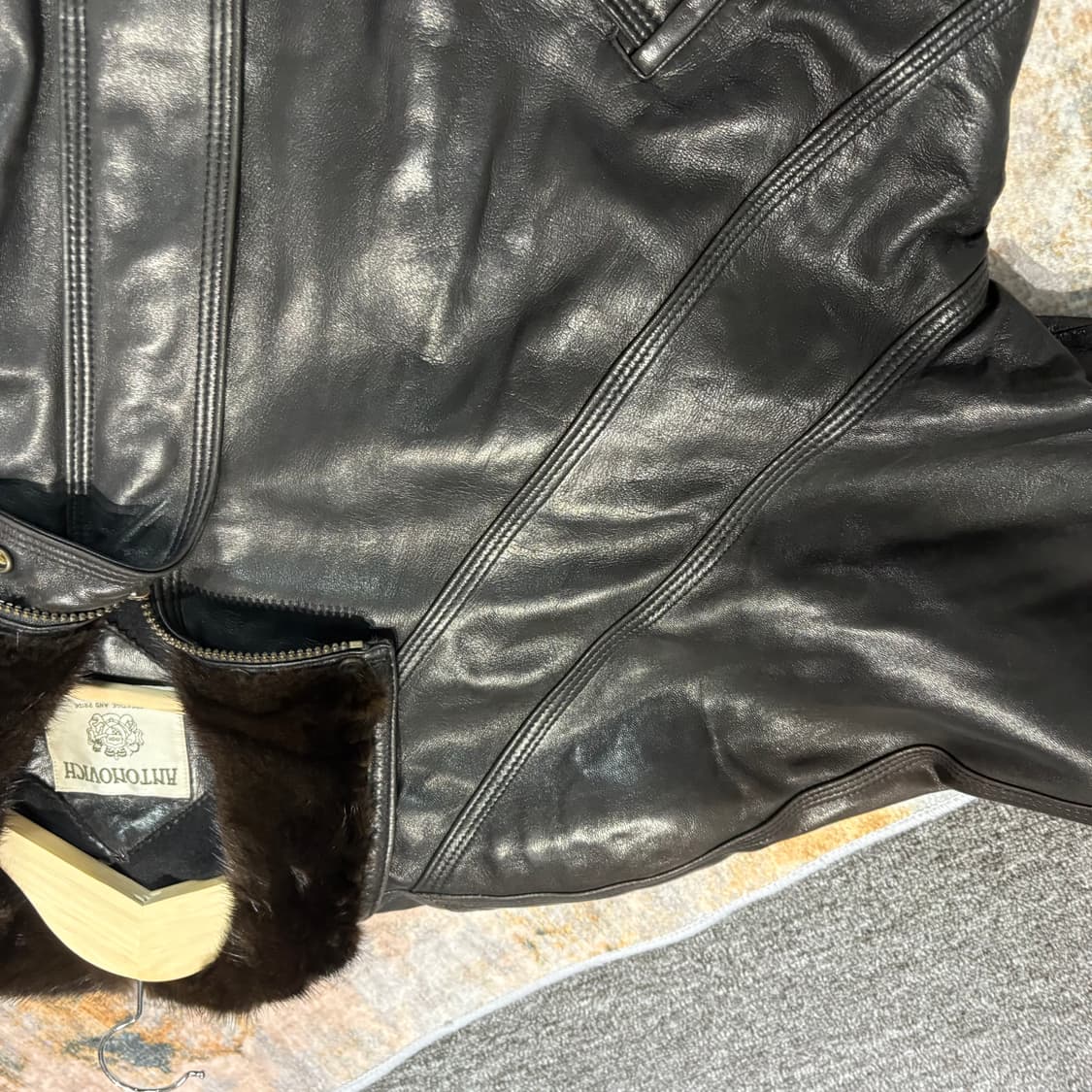 빈티지 밍크퍼 양가죽 레더 자켓 상품이미지7