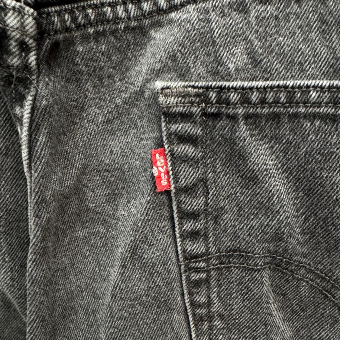리바이스 550 데님 반바지 전면 포켓 커스텀 패치 포인트 흑청 상품이미지7