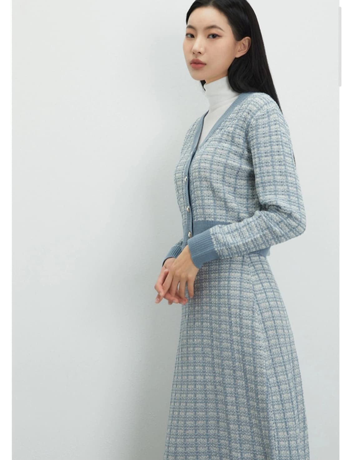 미쏘 트위드 가디건 MIWCKCT11T L 미쏘펄소라체크니트가디건 상품이미지1