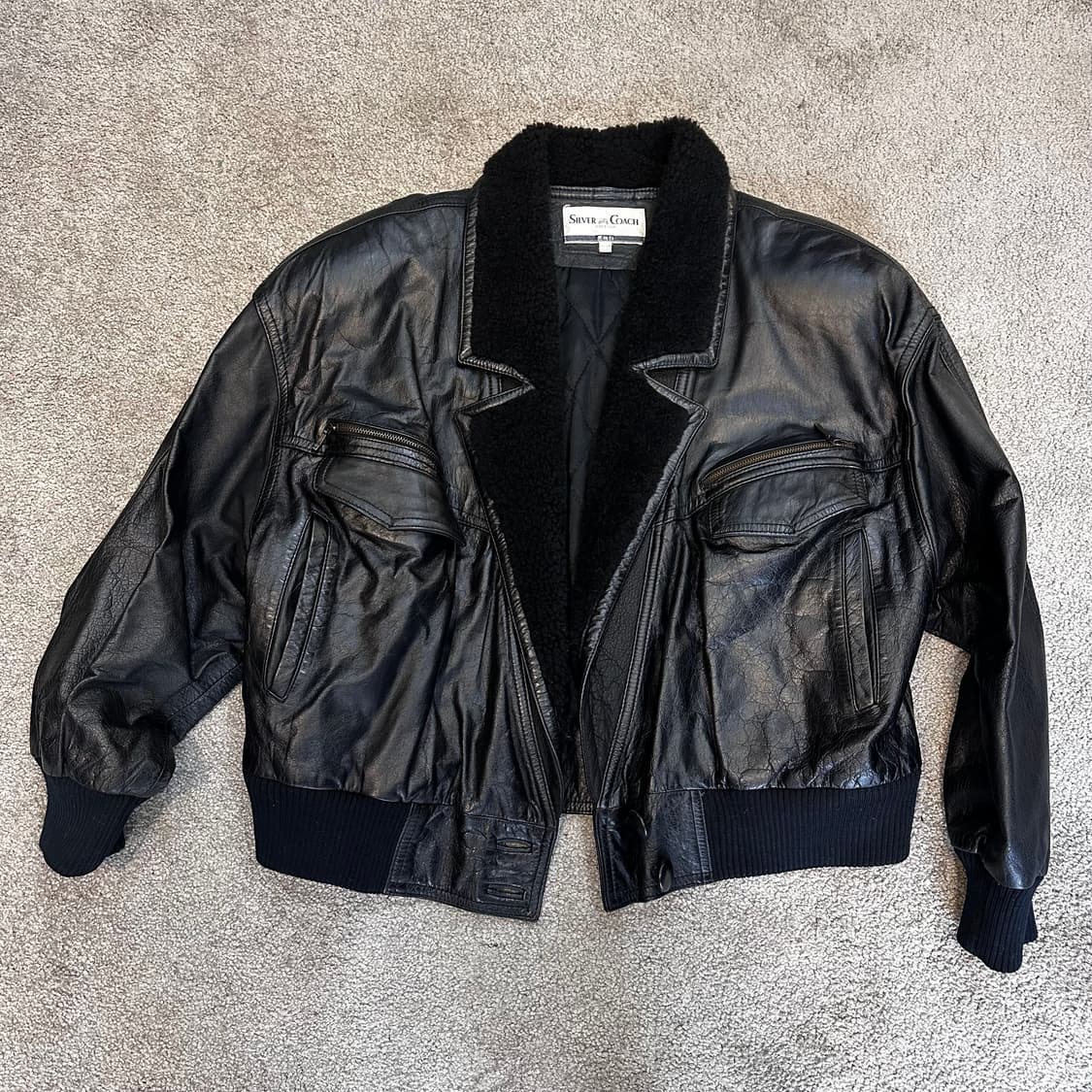 80s 퍼카라 크롭 소가죽 봄버 자켓66 상품이미지1