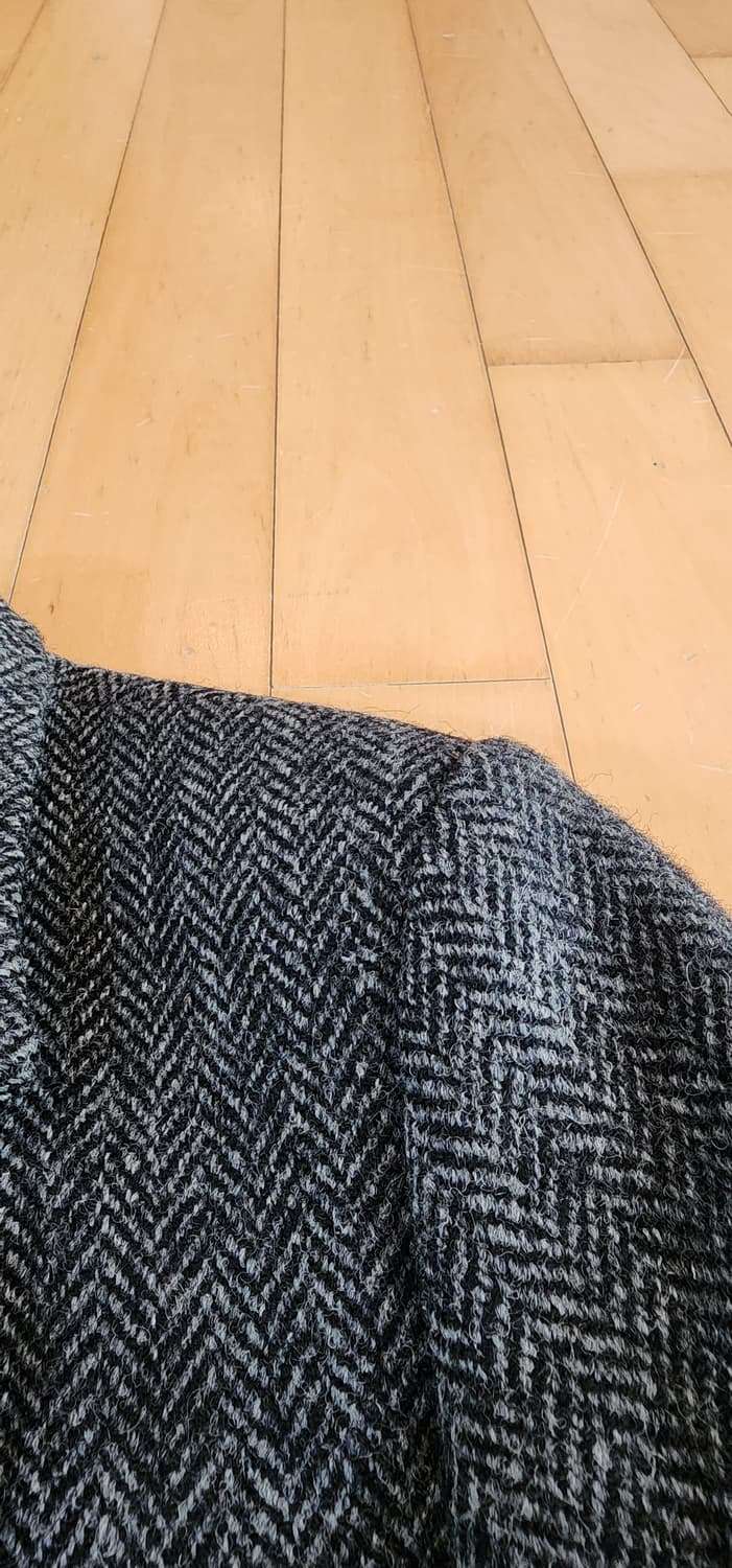 해리스트위드 헤링본 진그레이 모직자켓 L 상품이미지6