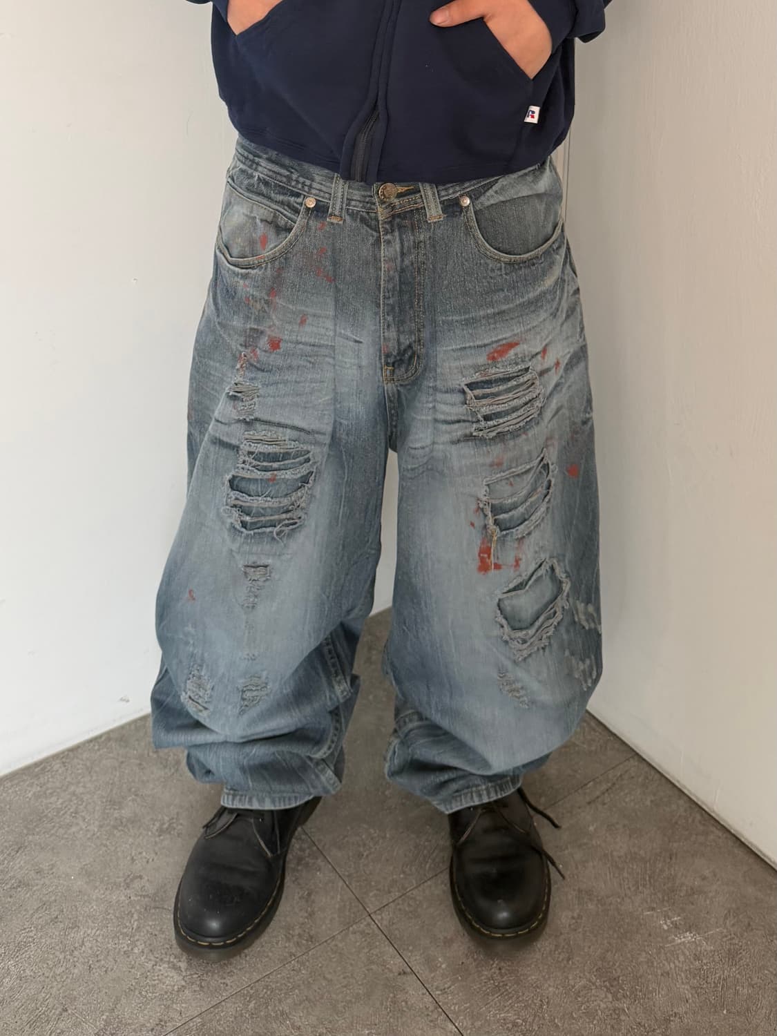 빈티지 데미지 디테일 힙합팬츠 상품이미지1