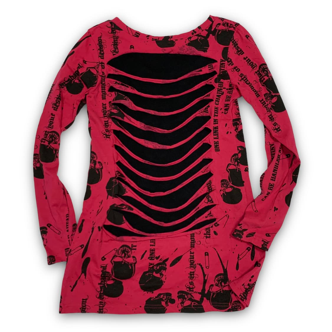 LAZY 펑크 스컬 핀 블러드 아트 롱 슬리브 상품이미지3