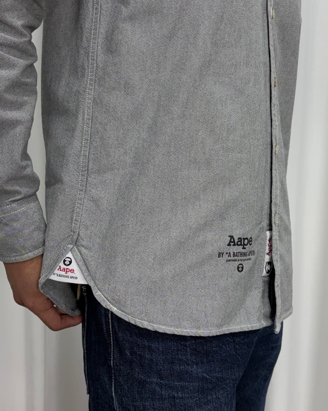 [L]베이프 에이프 AAPE 로고 옥스포드 셔츠 상품이미지5