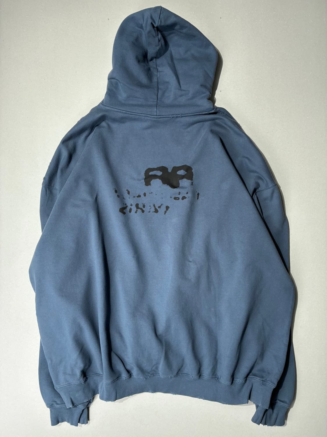 발렌시아가 핸드 드로운 BB 아이콘 라지핏 후드 블루 상품이미지4