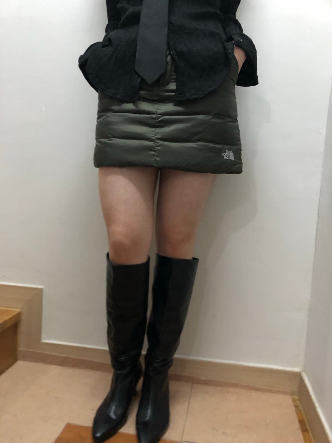 빈티지 노스페이스 카키 패딩 스커트 상품이미지6