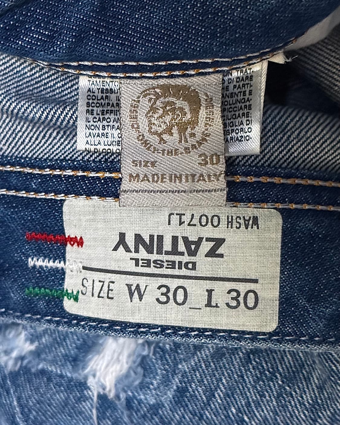 디젤 ZATINY 자타니 샌드 워싱 데님 찢청 30 명품 일자핏 워크팬츠 상품이미지6