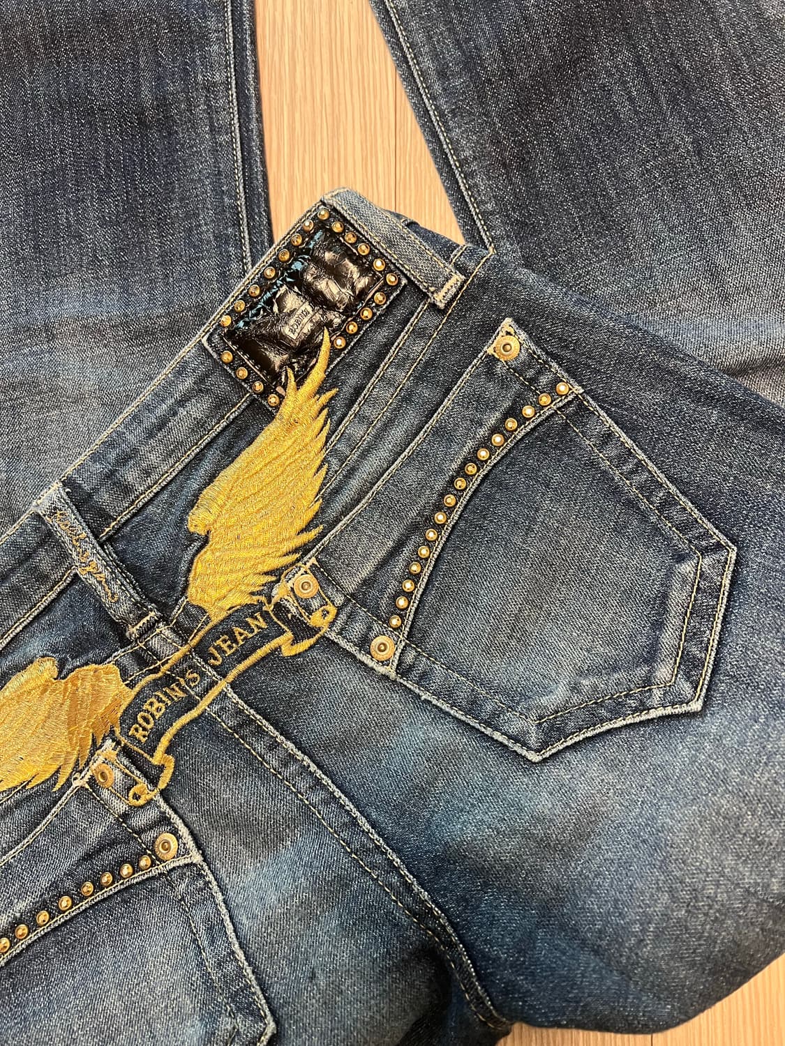 90s Robins jean 로빈스진 윙 디테일 날개 로우라이즈 부츠컷 상품이미지2