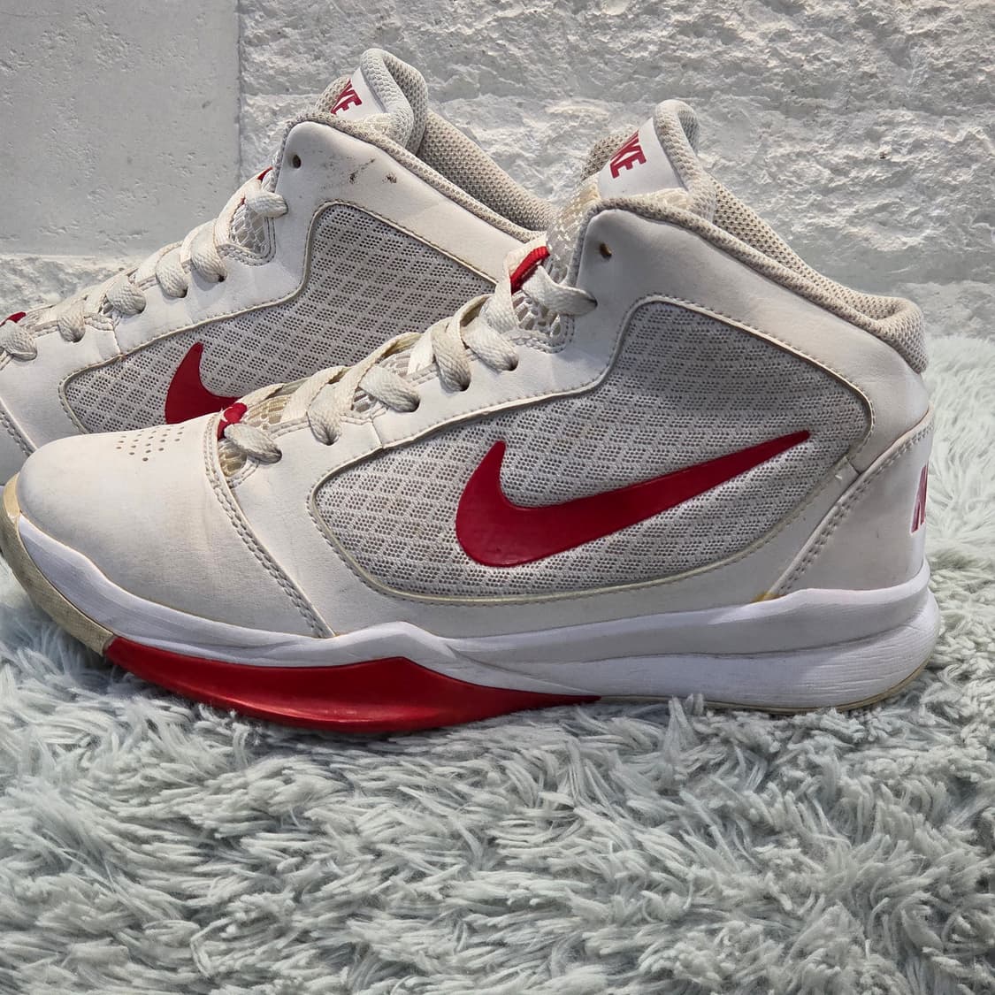 3q-1:나이키 레드 스우시 하이컷 농구화 화이트/레드 (23.5cm) 상품이미지2