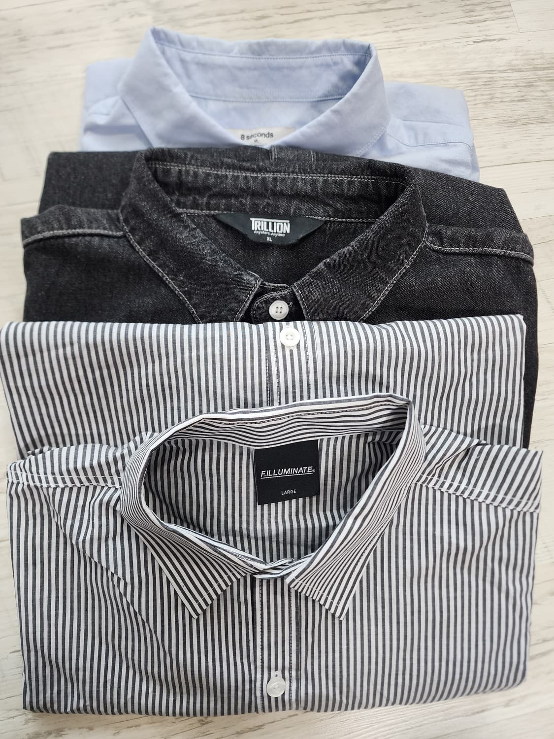 105사이즈 남성 여름 셔츠 3벌 일괄 팜 브랜드 반팔 긴팔 남자 티셔츠 상품이미지1