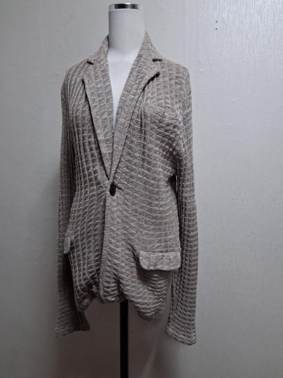 일본빈티지 Acquiesce 내츄럴베이지 면니트 쟈켓형 니트가디건M 상품이미지2