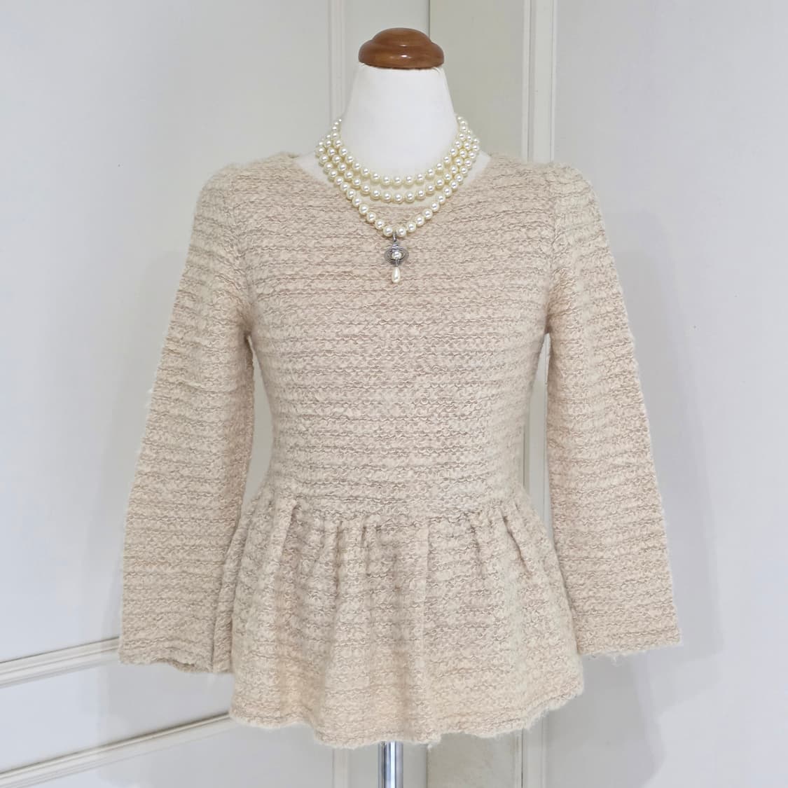 일본빈티지)스나계st 로맨틱 히메라떼갸루st 트위드 모리걸 니트블라우스 상품이미지1