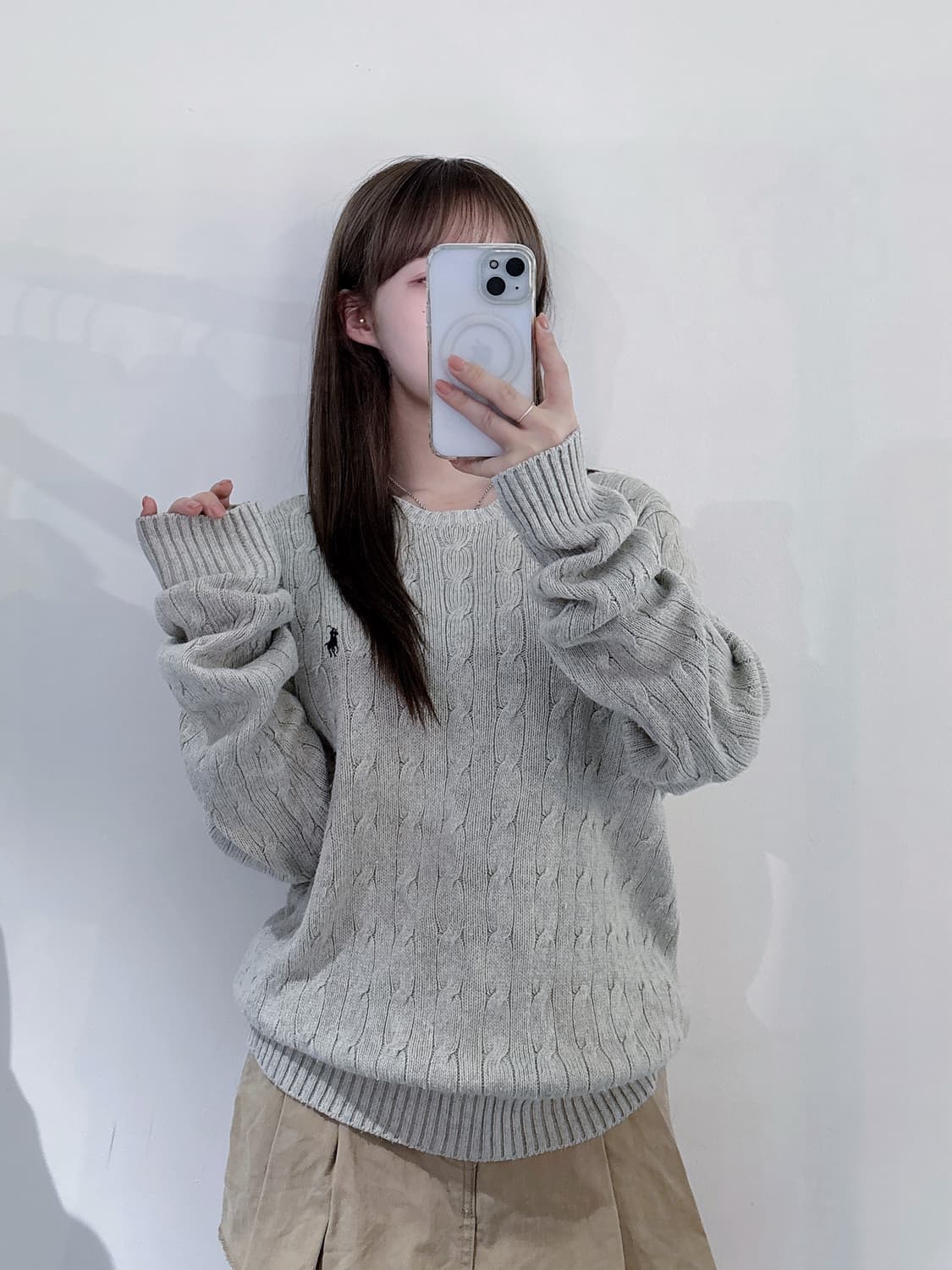 폴로랄프로렌 네이비포니 실크 케이블 니트 상품이미지1