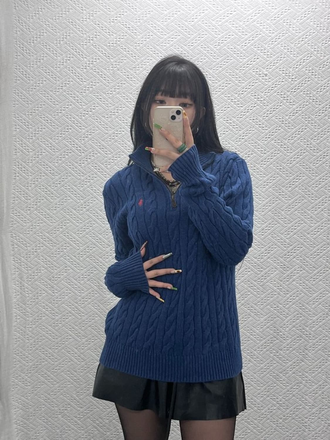 폴로 랄프로렌 폭닥 레트로 빈티지 반집업 꽈배기 니트 M C09501 상품이미지1