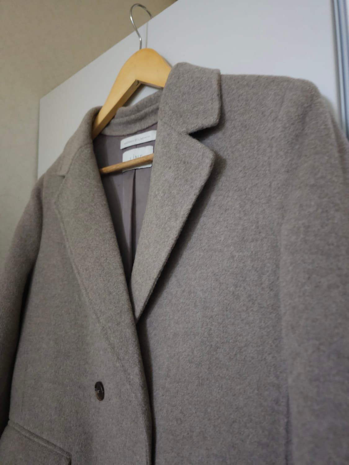 라인 울 캐시미어 핸드메이드 더블 롱코트 상품이미지2