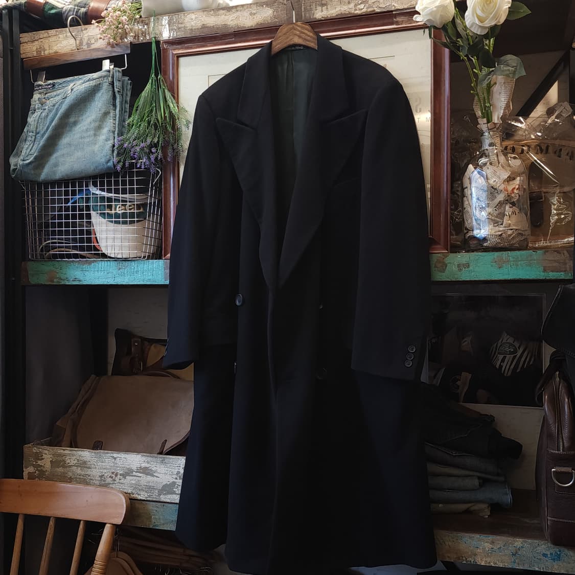 90s 조르지오 아르마니 코트 캐시미어 100% 더블 코트 블랙 52 상품이미지2