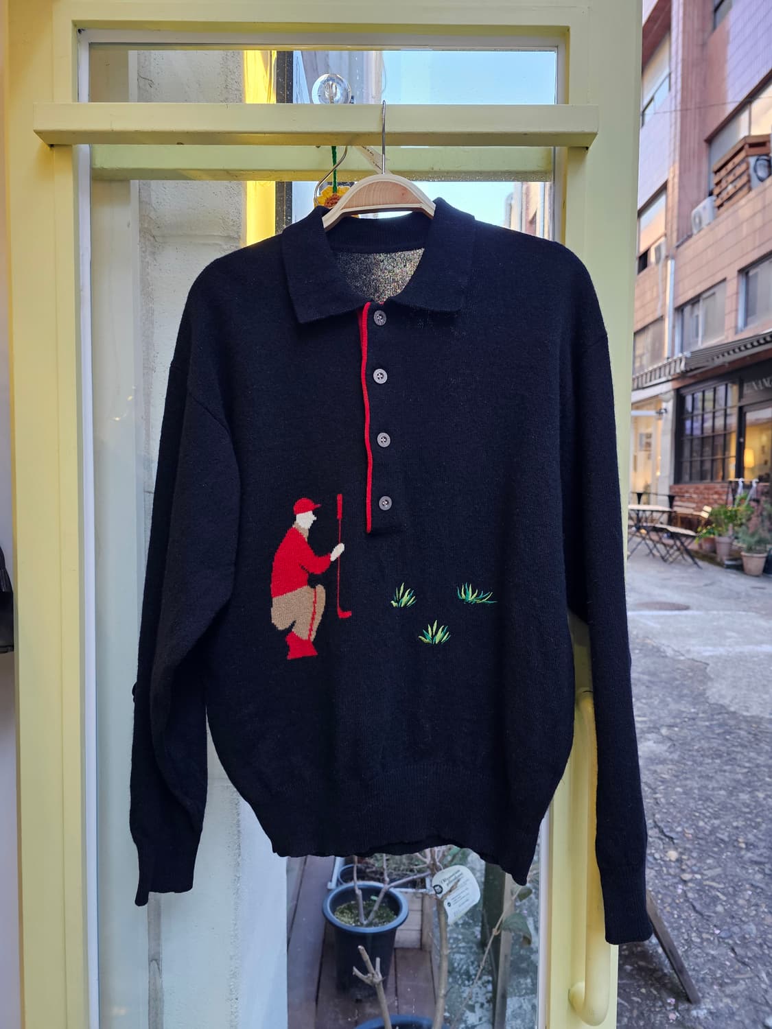 Seve Ballesteros 블랙 골프 자수 니트 상품이미지2