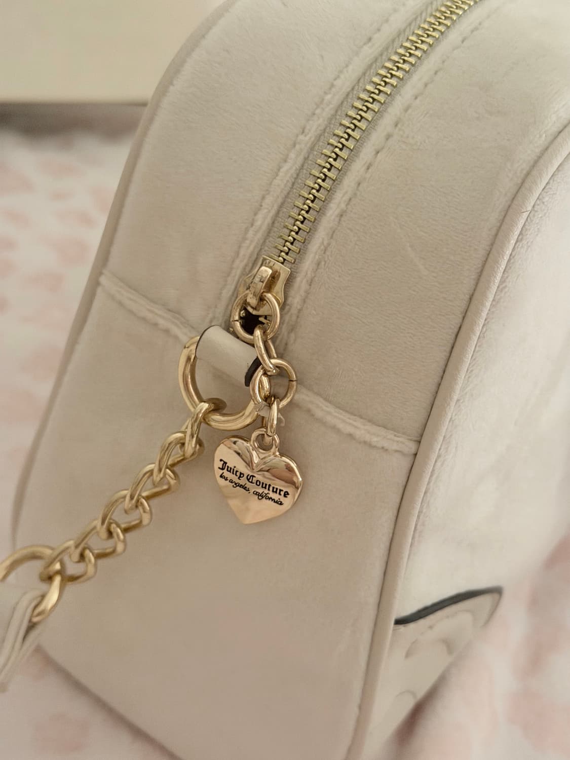 쥬시꾸뛰르 대장템 아이보리 벨벳 핸드백 갸루 핀터깔 상품이미지2