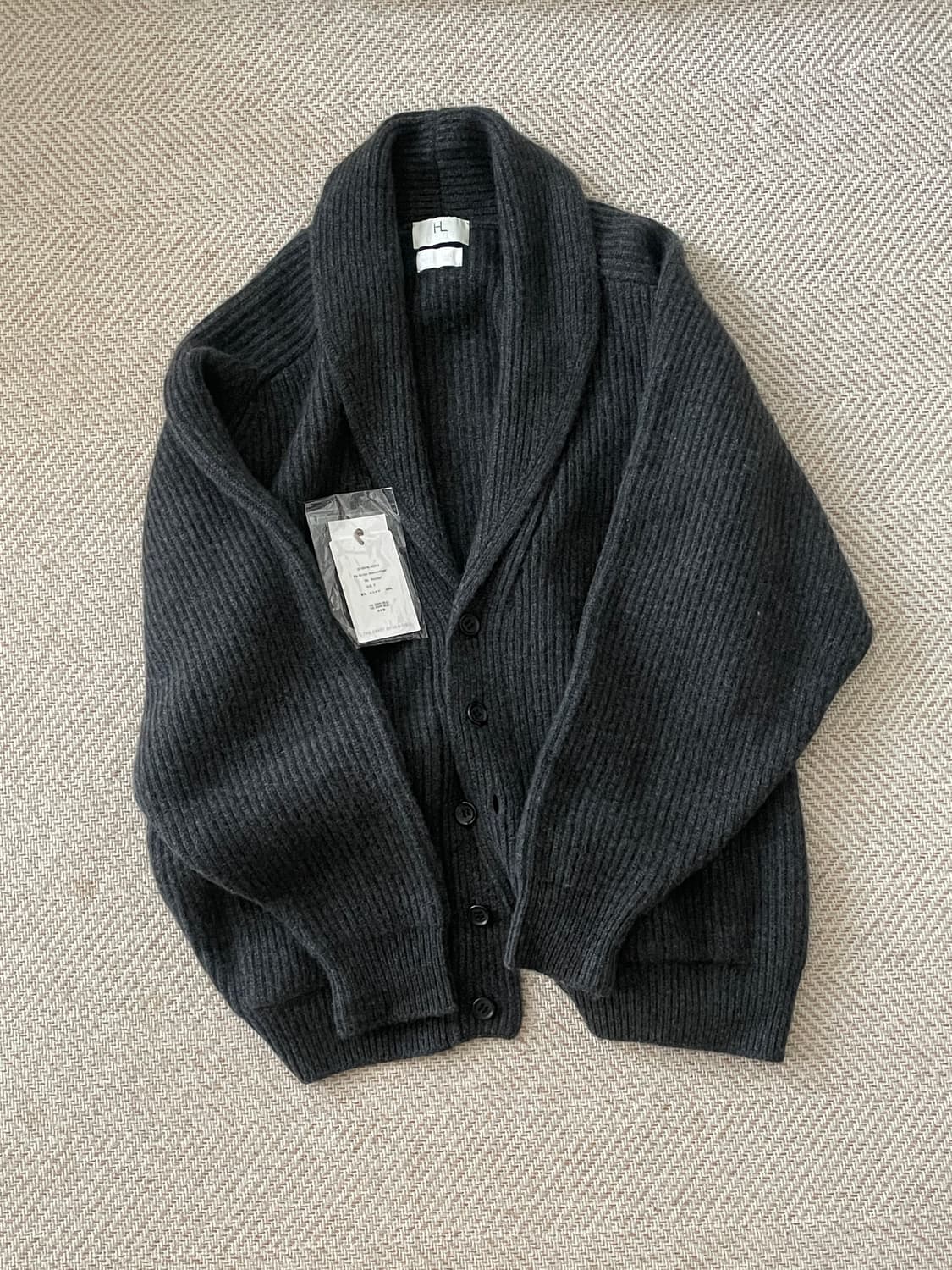 헤릴 herill 캐시미어 숄 가디건 차콜 2 상품이미지1