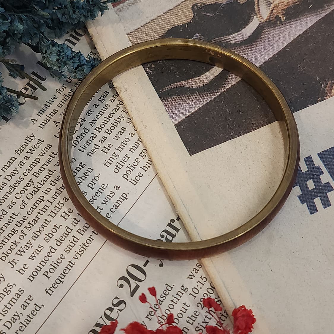 90s 프랑스 빈티지 팔찌 빈티지 브라스 뱅글 보헤미안 스타일 팔찌 상품이미지2