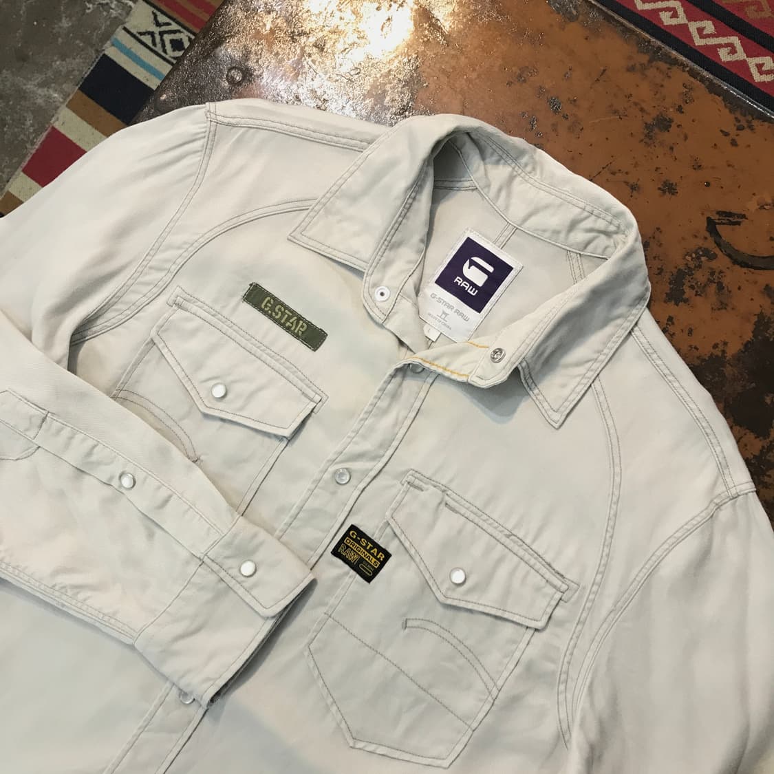 지스타 로우 그레이 카키 코튼 웨스턴 셔츠 남성 105 사이즈 상품이미지3