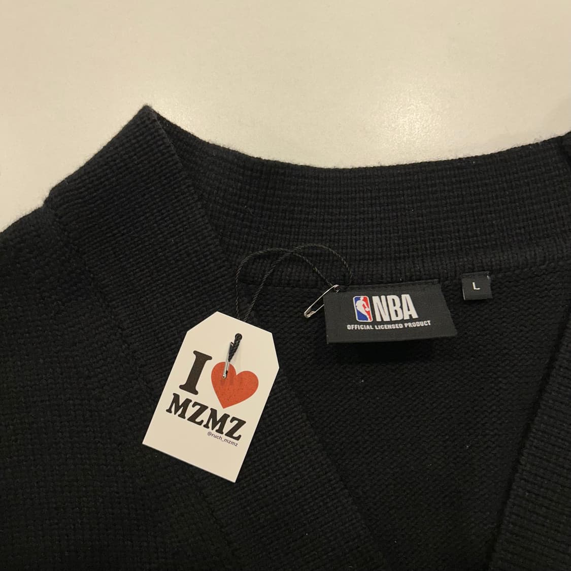 [L] NBA 엔비에이 빅로고 니트 가디건 블랙 A199 상품이미지5