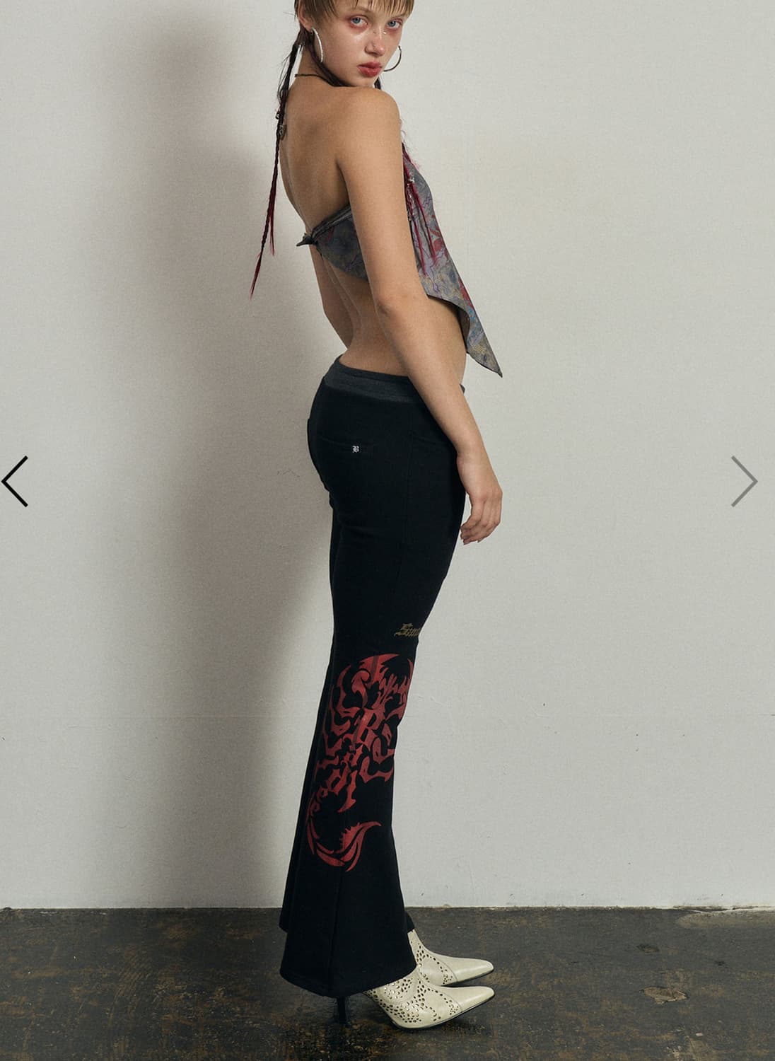 배디 레터링 부츠컷 팬츠 블랙 상품이미지1