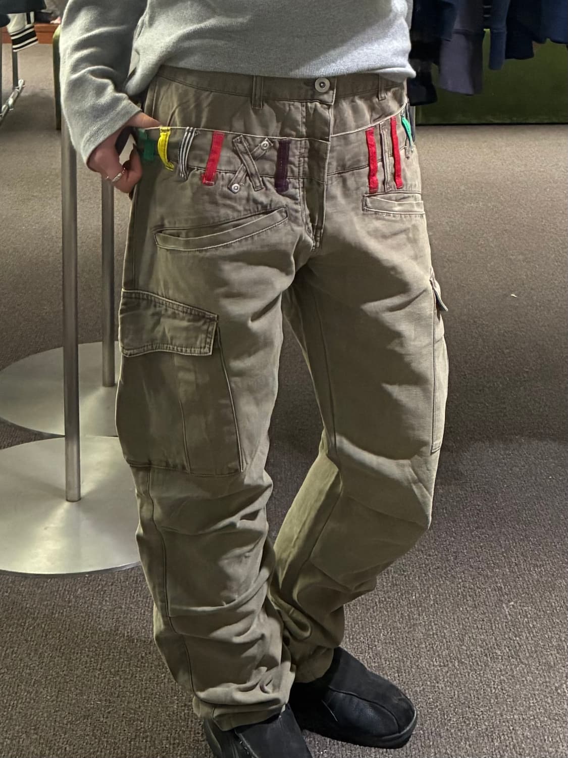 M)Japanese vintage 레이어드 체크패턴 브라운 데님팬츠 상품이미지2