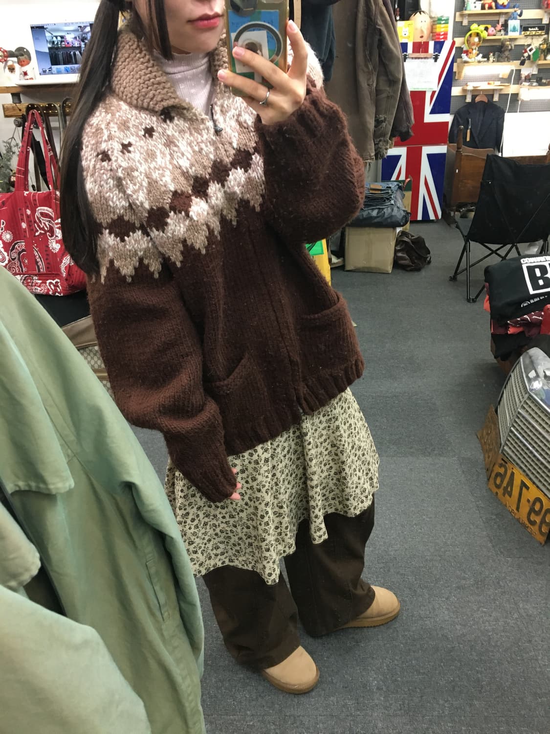 빈티지 코위찬 니트 집업 상품이미지1