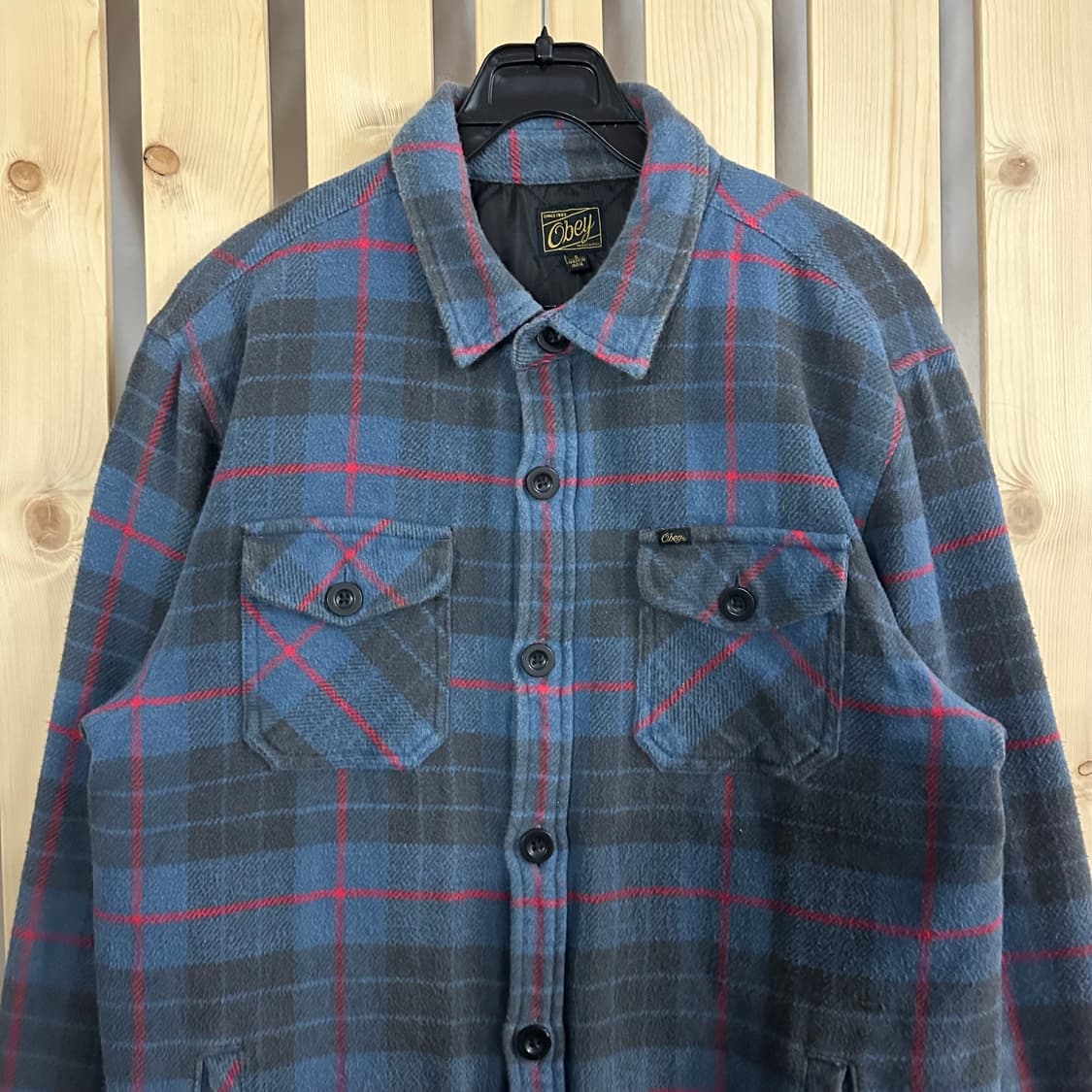 (M) 오베이 블루 체크 플란넬 셔츠 자켓 상품이미지5
