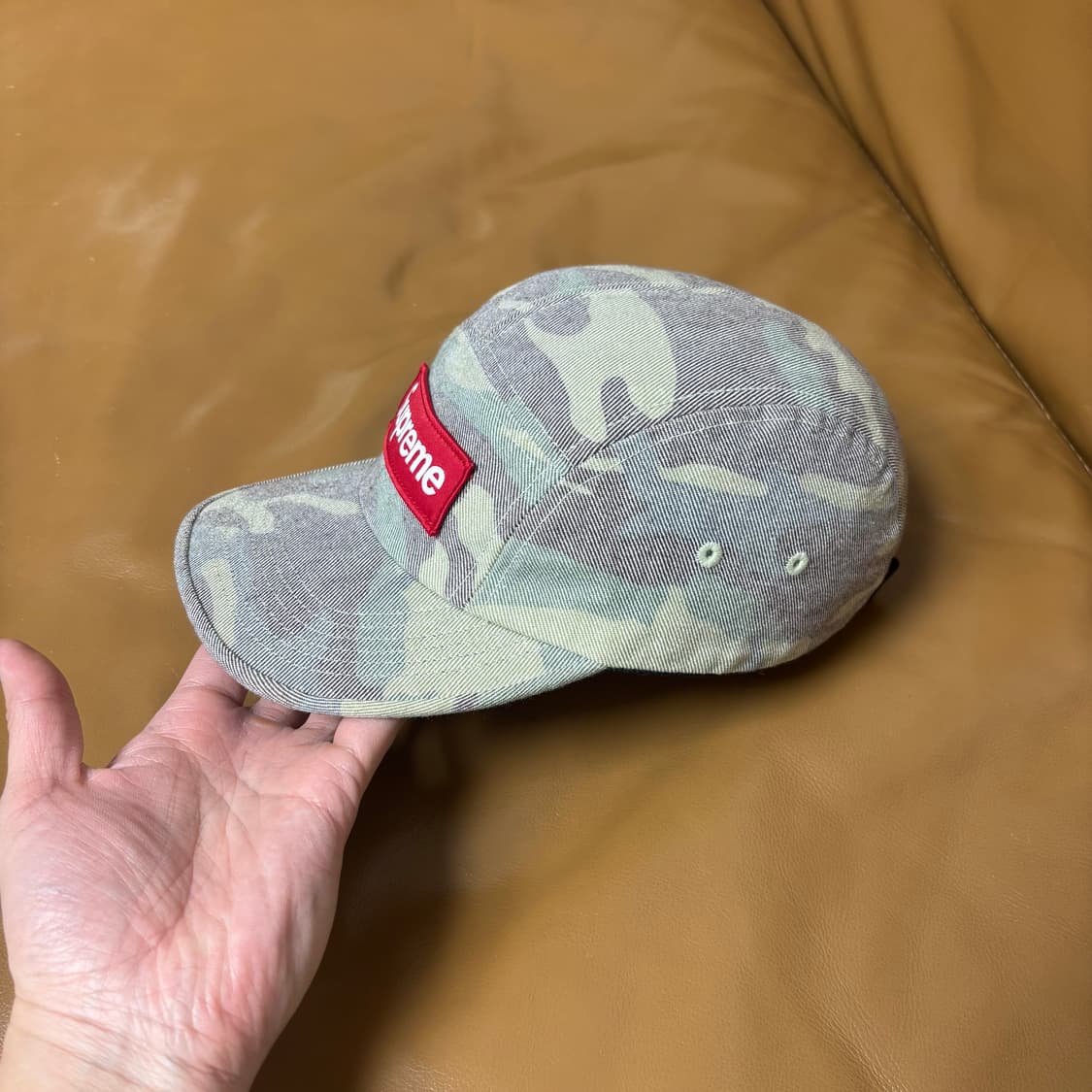 슈프림 캠프캡 모자 박스로고 워시드 카모 상품이미지4