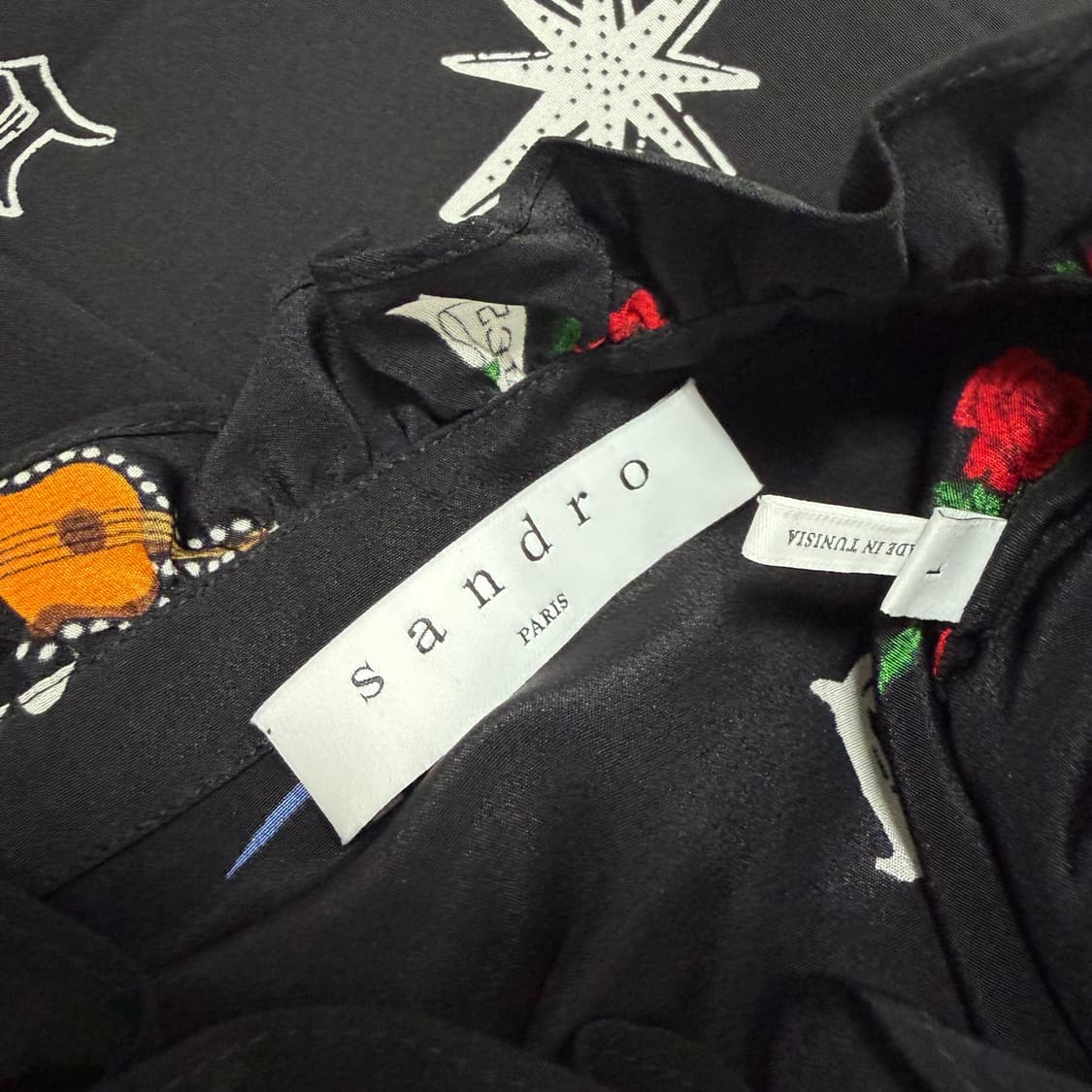 산드로(SANDRO) 프린팅 러플 포인트 실크 미니 원피스 상품이미지8