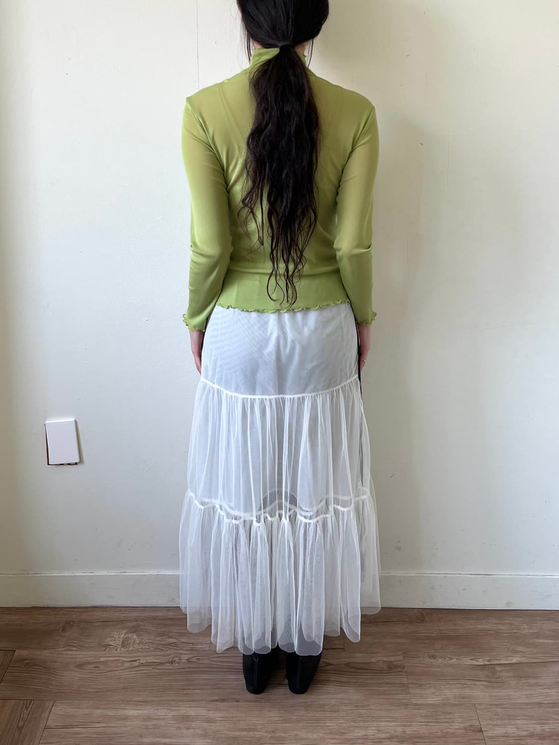 Japan vtg 올리브그린 시스루 터틀넥 상품이미지9