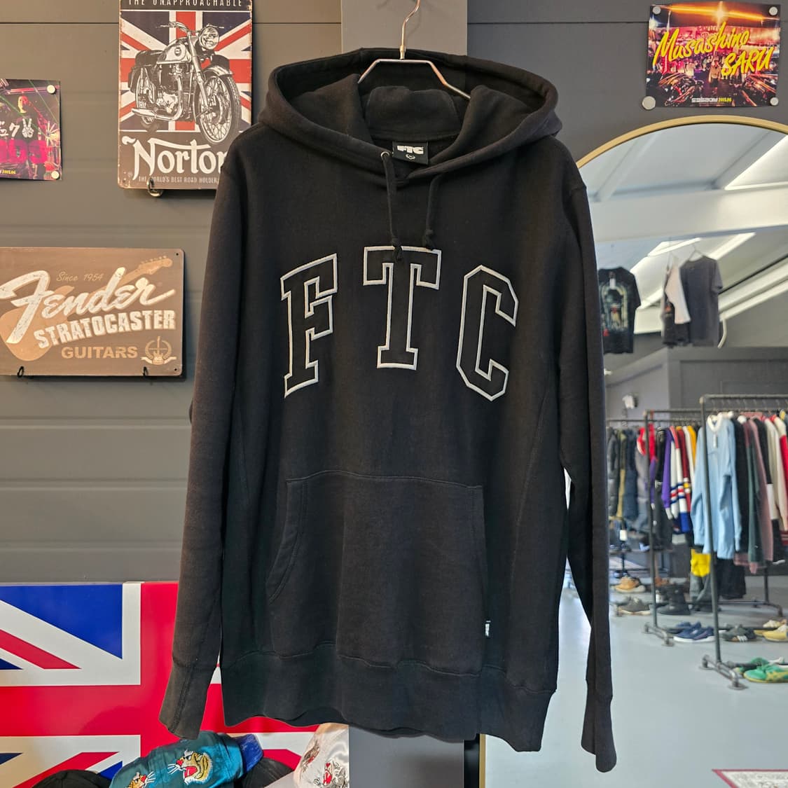 FTC 후드티 블랙 아치로고 자수 오버핏 스트릿 후디 상품이미지1
