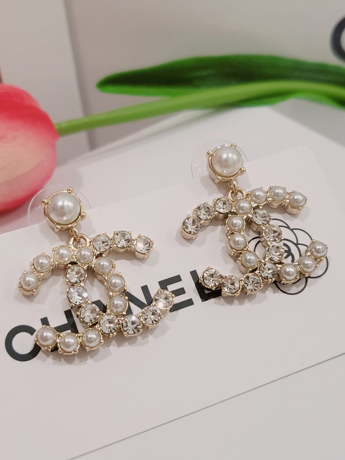 샤넬 진주 크리스탈 귀걸이 업사이클링  상품이미지1