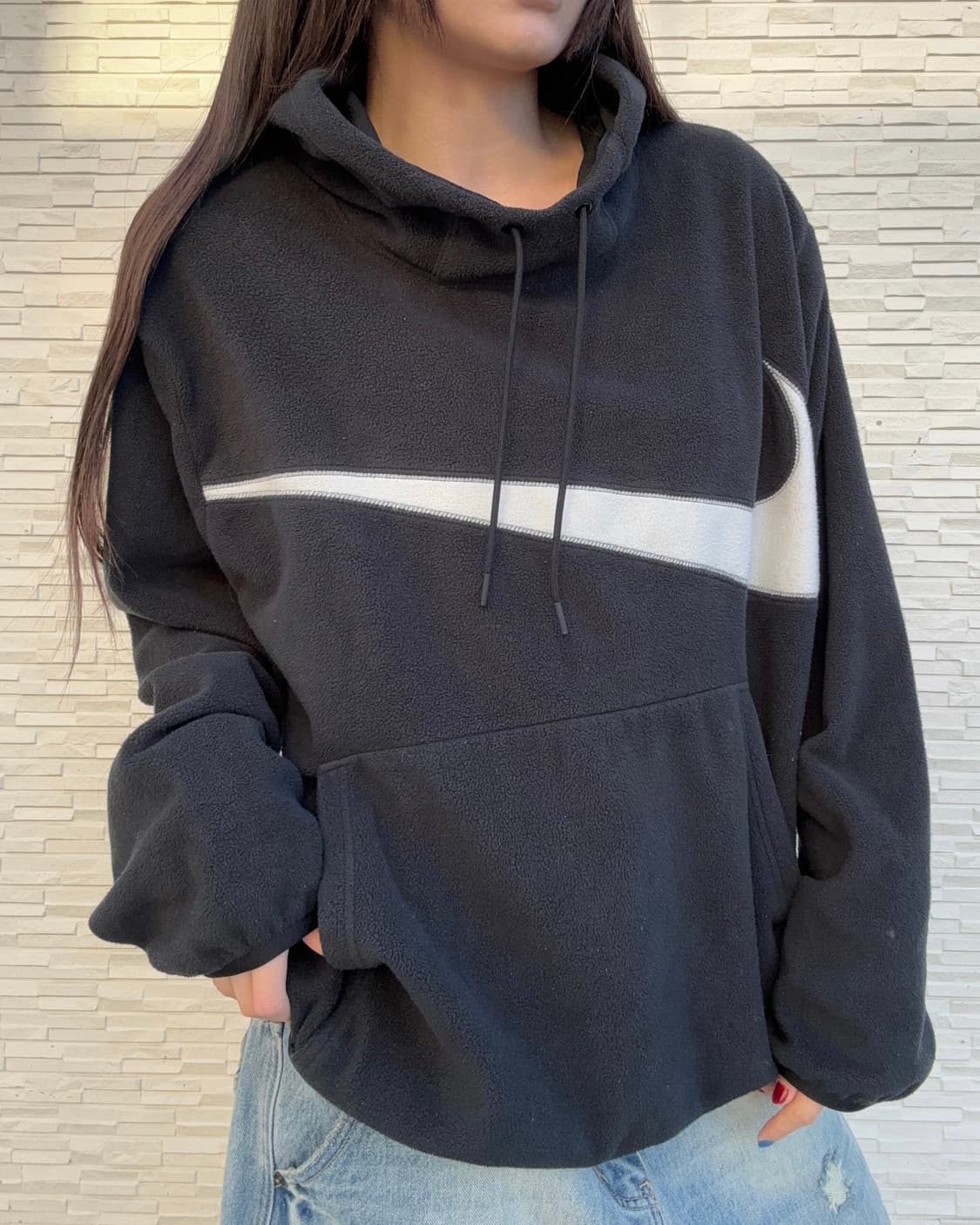 90s NIKE 울드스쿨빅 스우시 플리스 후드 상품이미지1